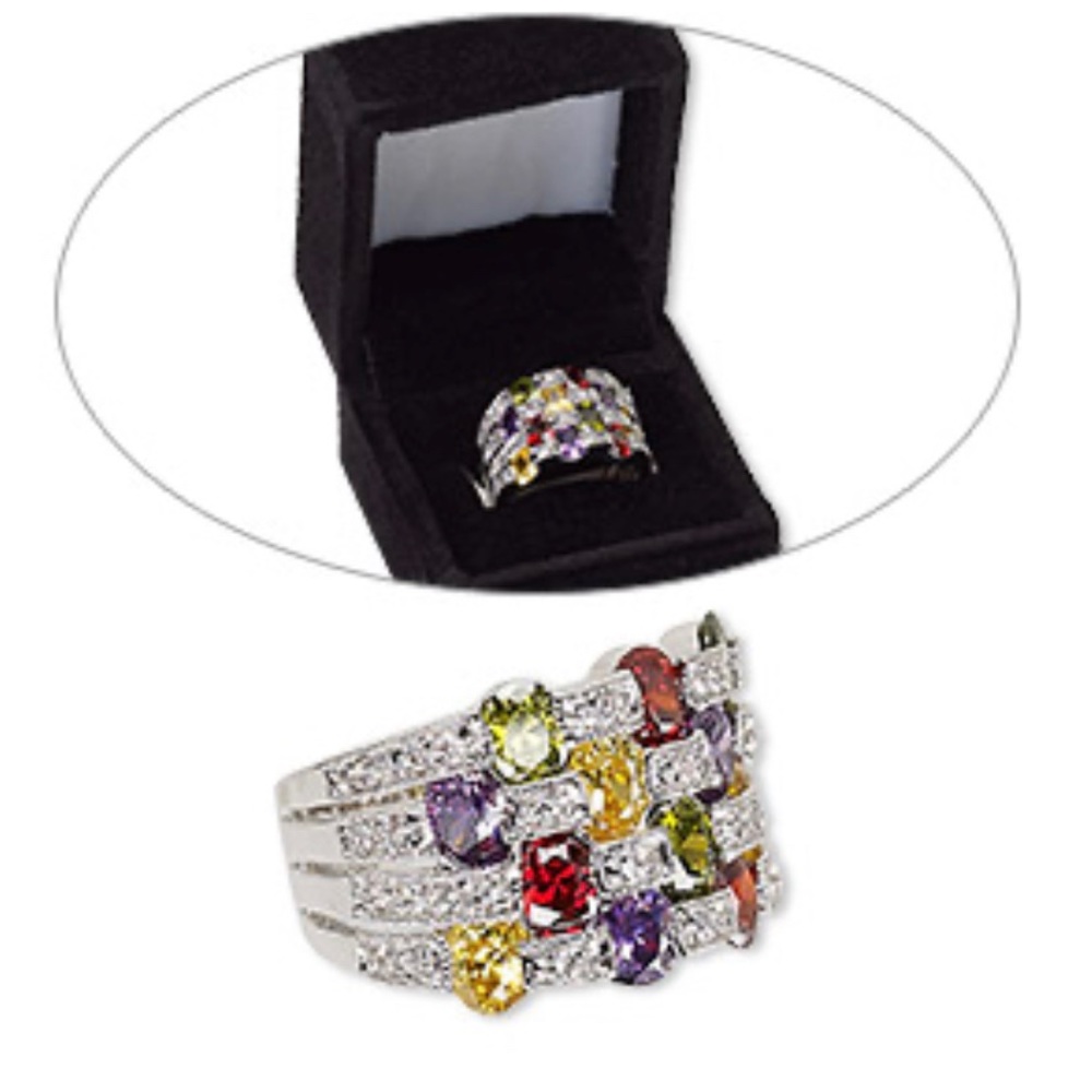 Multi Colored Stones & Silver Ring 💍 NEW